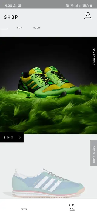 Screenshot of Adidas Confirmed