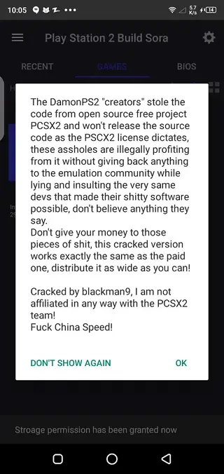 Screenshot of Aethersx2 App