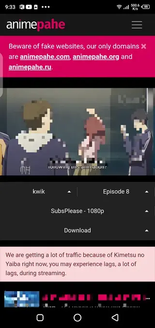 Screenhot of Animepahe Apk Anime App