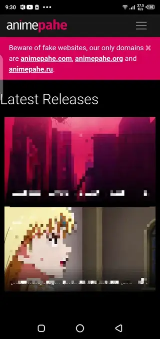 Screenhot of Animepahe Android