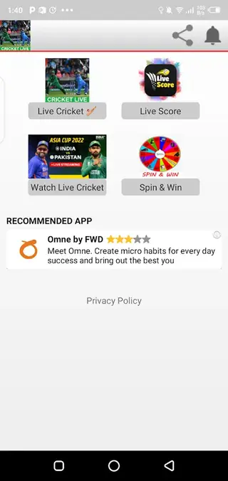 Screenhot of Asia Cricket Live Tv App