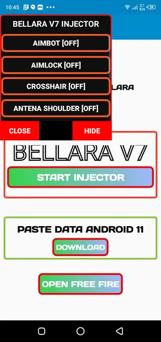 Screenshot of Bellara Injector Free Fire