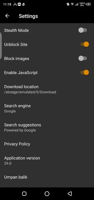 Screenshot of BF Browser Android
