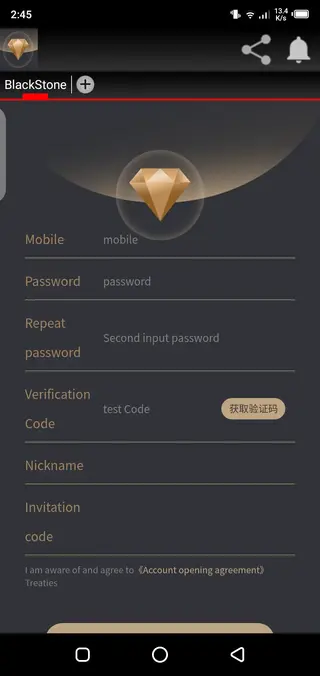 Screenshot of Blackstone Earning App