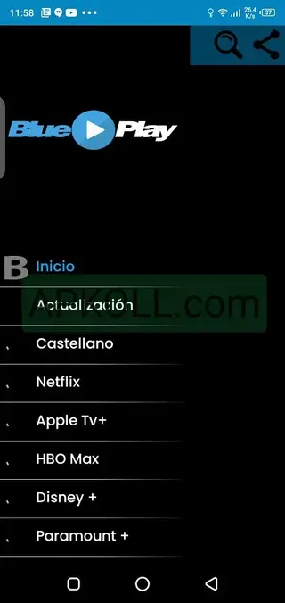 Screenshot of Blue Play App