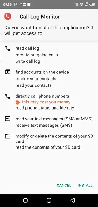 Screenshot of Call Log Monitor Pro