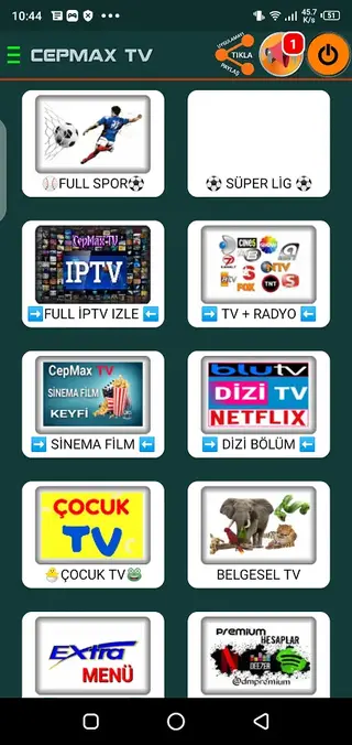 Screenshot of CepMax Tv App