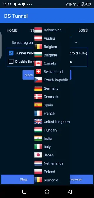 Screenshot of DS Tunnel VPN