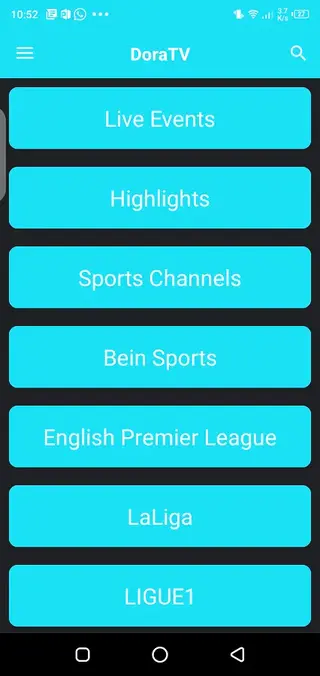 Screenshot of Dura TV App