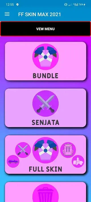 Screenshot of FF Skin Max App