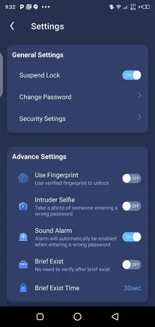 Screenshot of Fingerprint Video Locker App