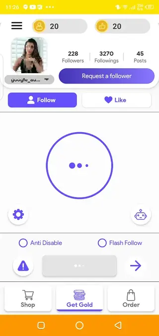 Screenshot of Flash Followers App