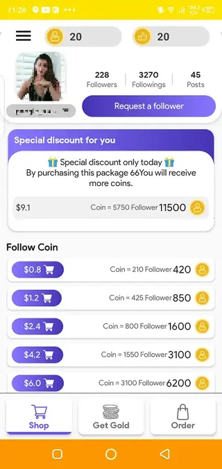 Screenshot of Flash Followers
