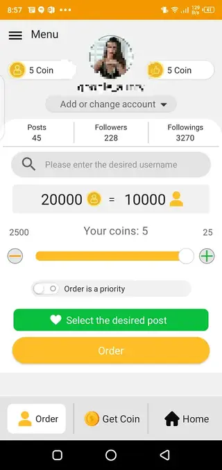 Screenshot of Gold Followers Download