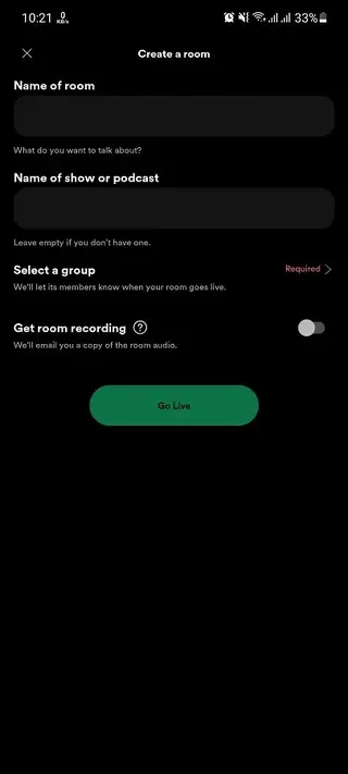 Screenshot of Greenroom App