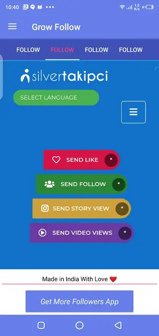 Screenshot of Grow Follow App Download