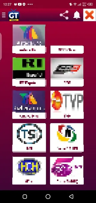 Screenshot of GT IPTV App