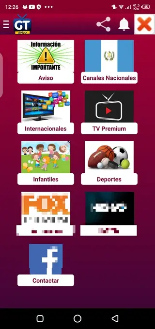 Screenshot of GT IPTV
