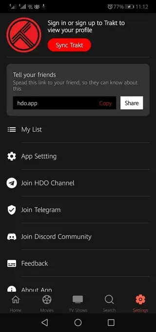 Screenshot of HDO Play App