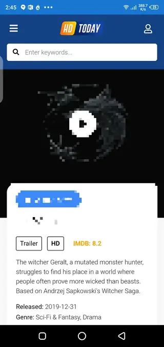 Screenshot of HDToday TV Download