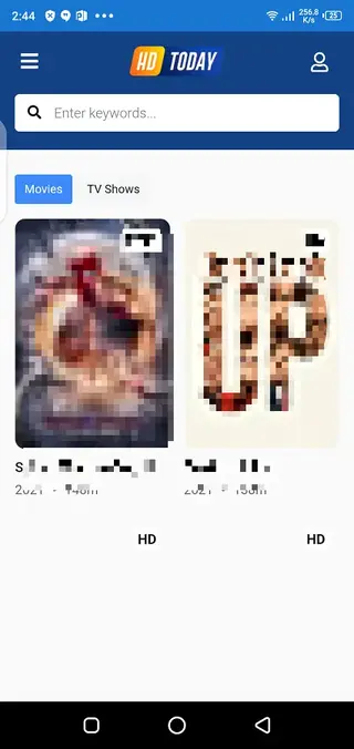 Screenshot of HDToday TV App