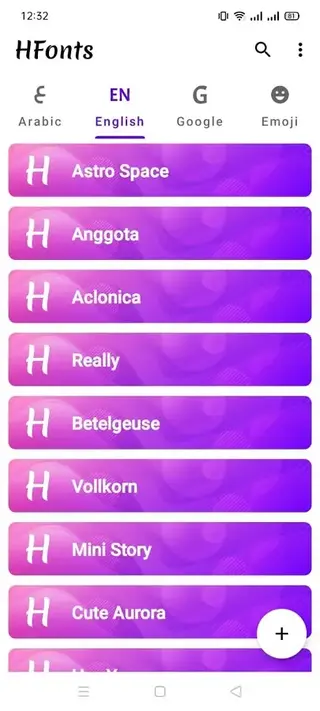 Screenhot of HFonts App