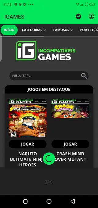 Screenshot of IGames Mobile