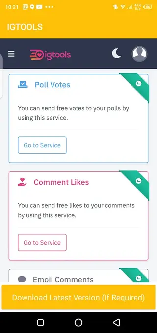 Screenshot of IGTools Android
