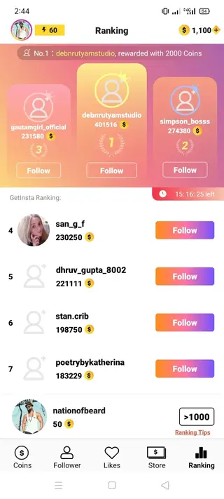 Screenshot of Ins Followers Apk