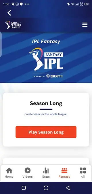 Screenshot of IPL Live App