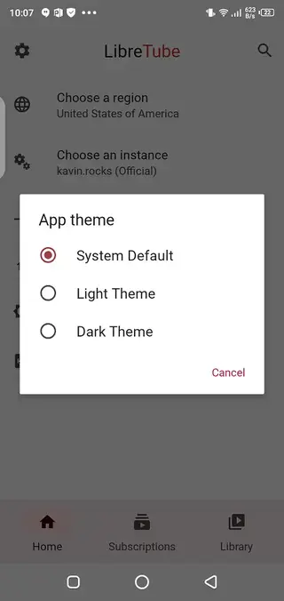Screenshot of Libre Tube App