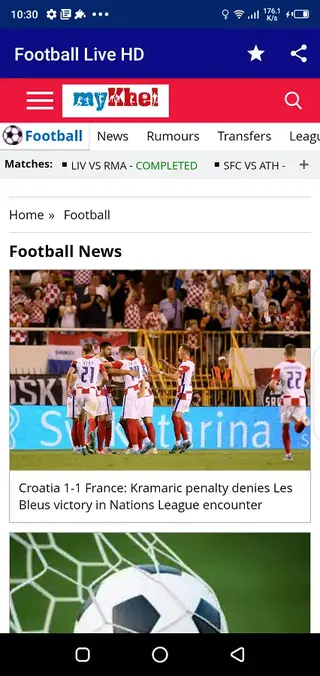 Screenshot of Live Football TV HD App