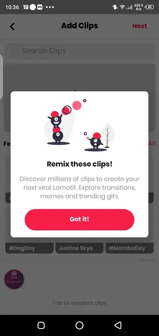 Screenshot of Lomotif Apk