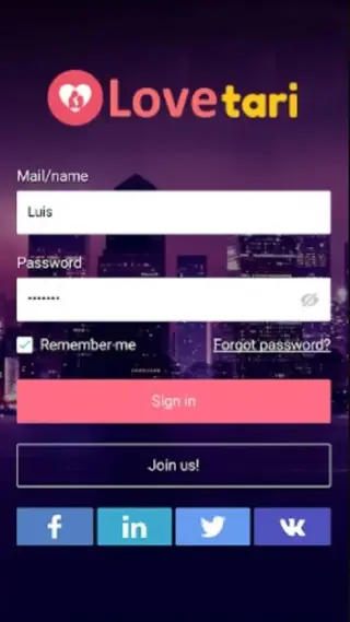 Screenshot of Love Tari App