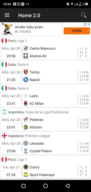 Screenshots of LTScores Android