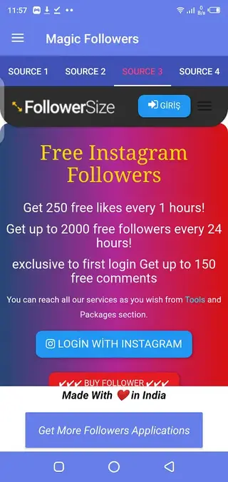 Screenshot of Magic Followers App
