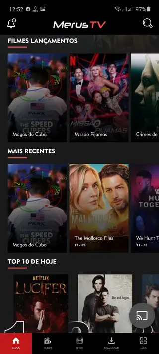 Screenshot of Merus TV App