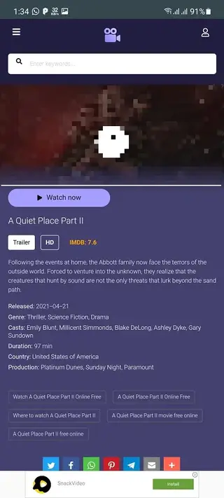 Screenshot of Moviesjoy Android