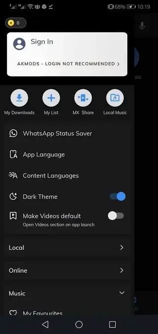 Screenshot of MX Player Gold