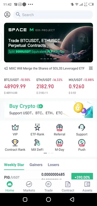 Screenshot of Mxc Exchange App Download