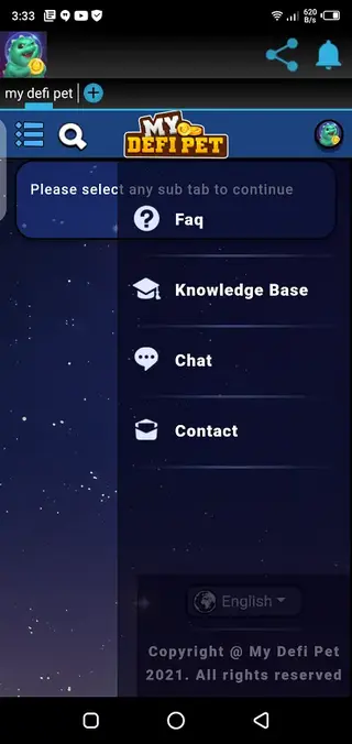 Screenshot of My Defi Pet App
