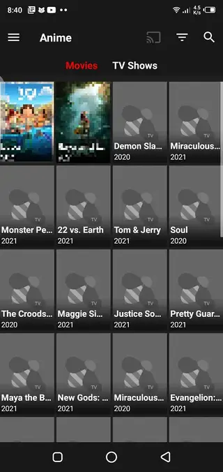 Screenshot of Netflix SV4 App