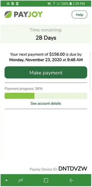Screenshot of PayJoy Download