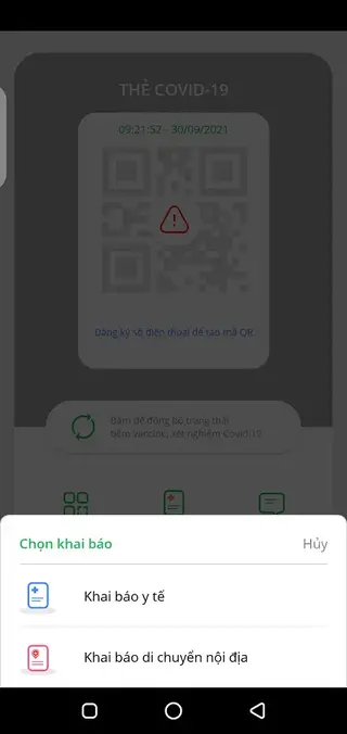 Screenshot of PC-Covid Viet Nam