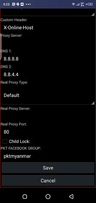 Screenshot of PKT VPN Android