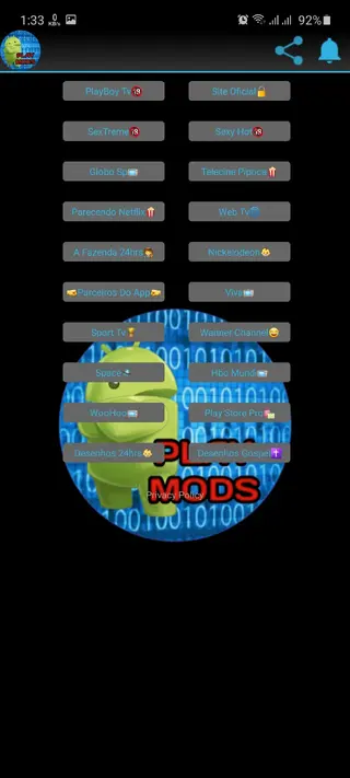 Screenshot of Play Mods TV App