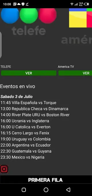 Screenshot of Primera Fila App Futbol