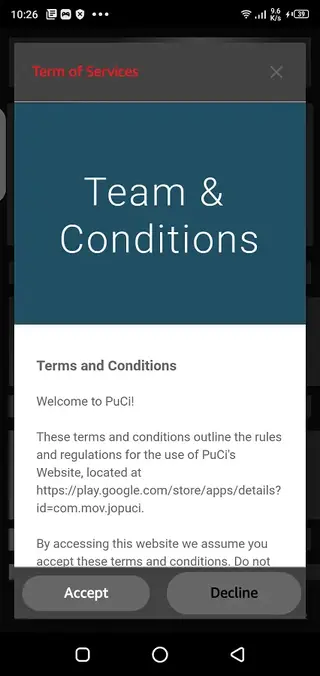 Screenshot of PuCi App