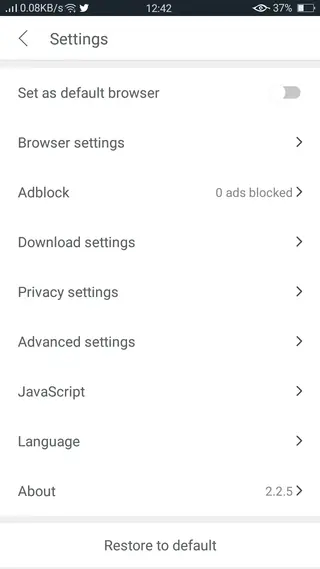 Screenshot of Pure Browser Pro App