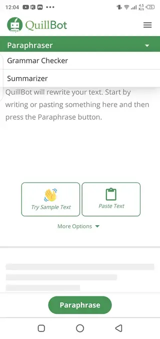 Screenshot of Quillbot Android